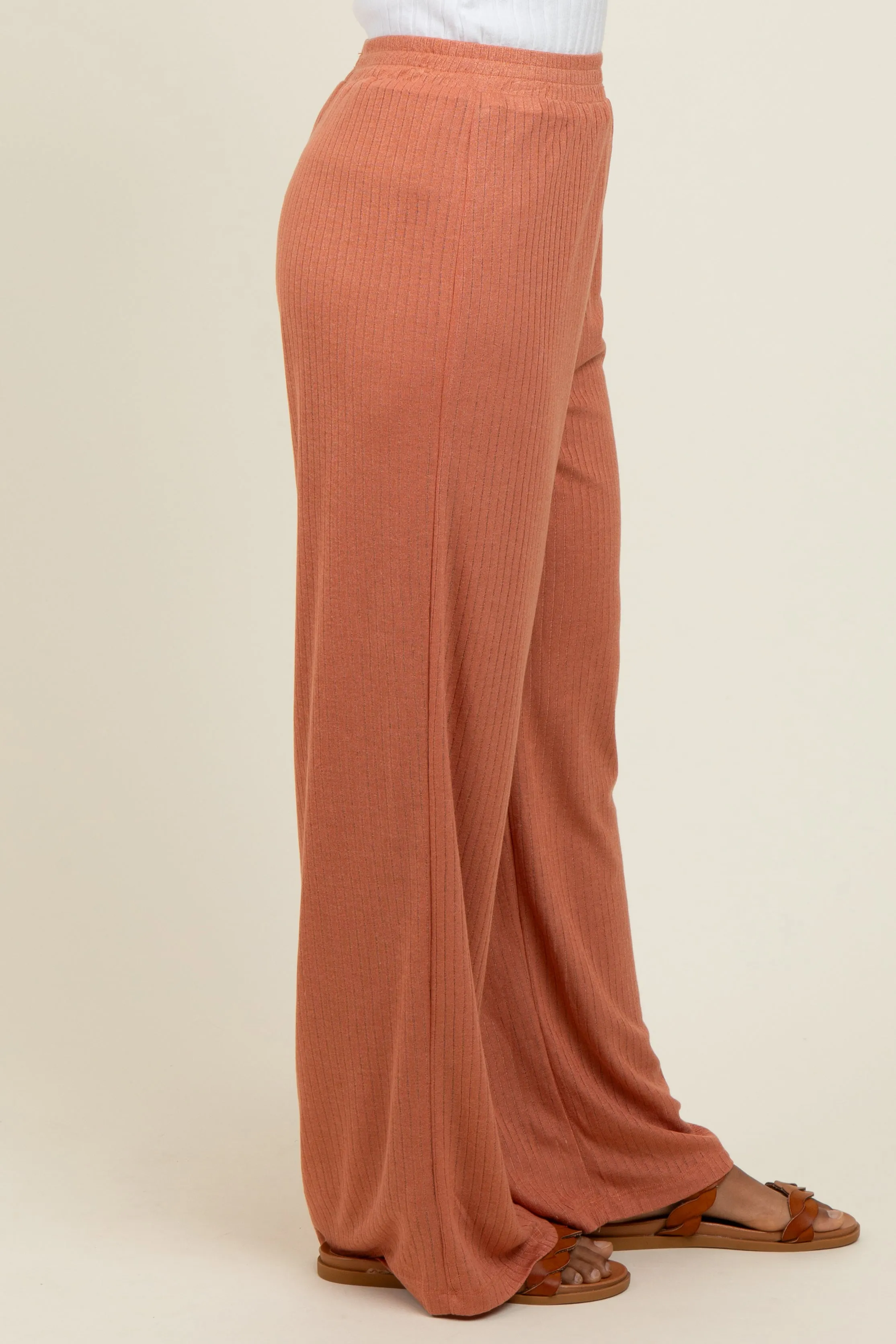 Rust Ribbed Side Pocket Lounge Pants sold by Pinkblush product image thumbnail 3