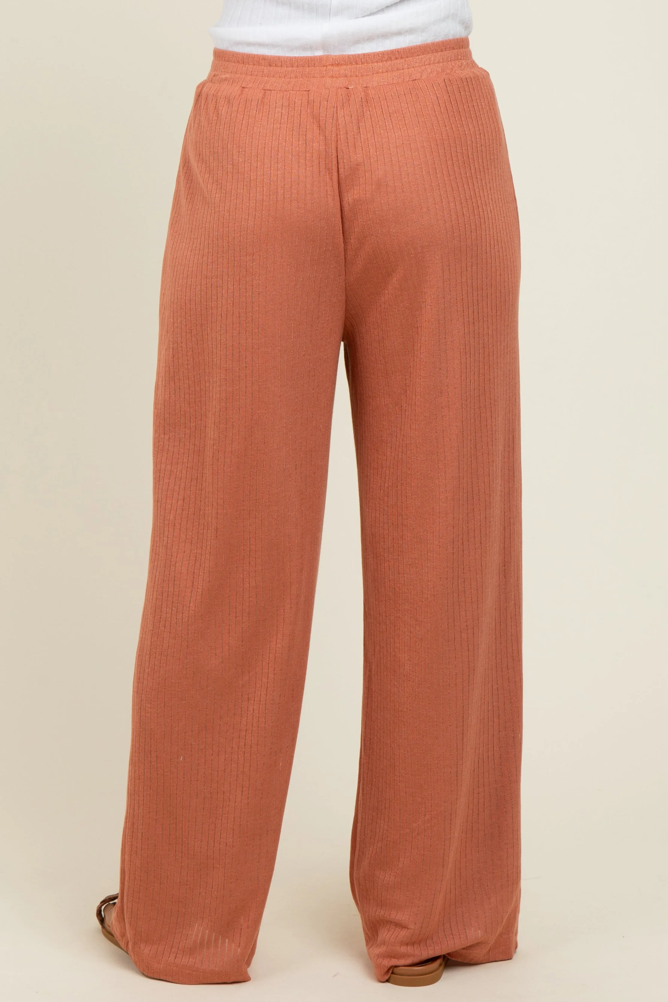 Rust Ribbed Side Pocket Lounge Pants sold by Pinkblush product image thumbnail 4