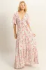 Coral Floral V-Neck Flowy Tiered Maxi Dress sold by Pinkblush