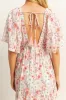 Coral Floral V-Neck Flowy Tiered Maxi Dress sold by Pinkblush