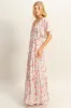 Coral Floral V-Neck Flowy Tiered Maxi Dress sold by Pinkblush