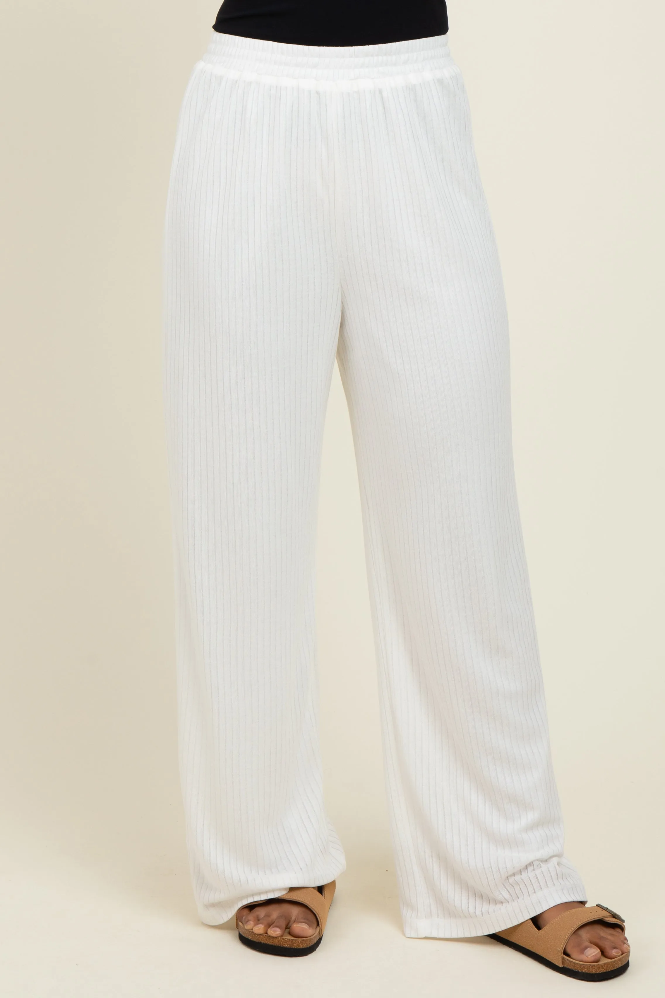Ivory Ribbed Side Pocket Lounge Pants sold by Pinkblush product image thumbnail 3