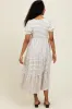 Cream/Taupe Striped Short Sleeve Tiered Maxi Dress sold by Pinkblush
