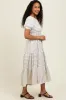 Cream/Taupe Striped Short Sleeve Tiered Maxi Dress sold by Pinkblush