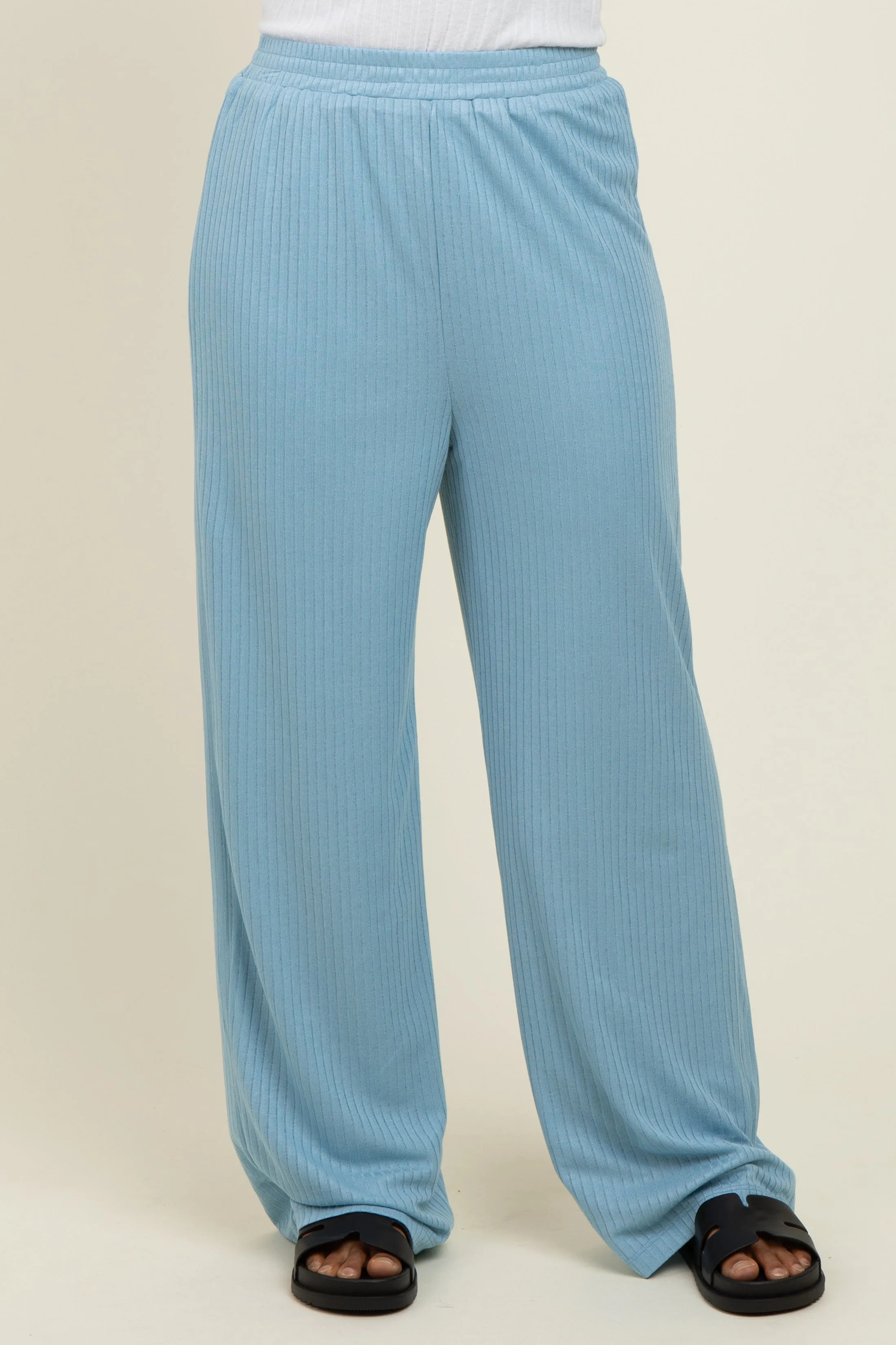 Light Blue Ribbed Side Pocket Lounge Pants sold by Pinkblush product image thumbnail 3
