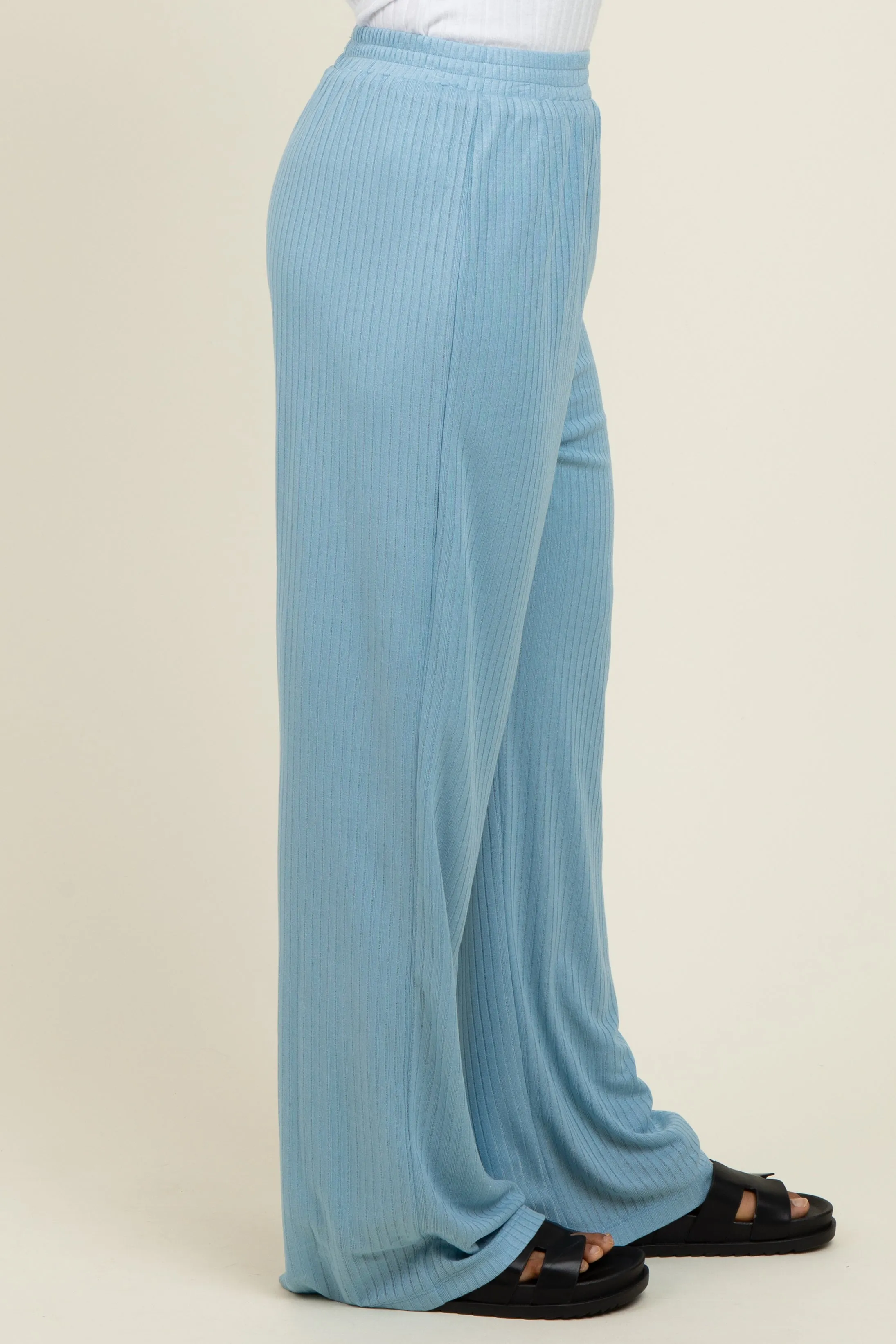 Light Blue Ribbed Side Pocket Lounge Pants sold by Pinkblush product image thumbnail 4