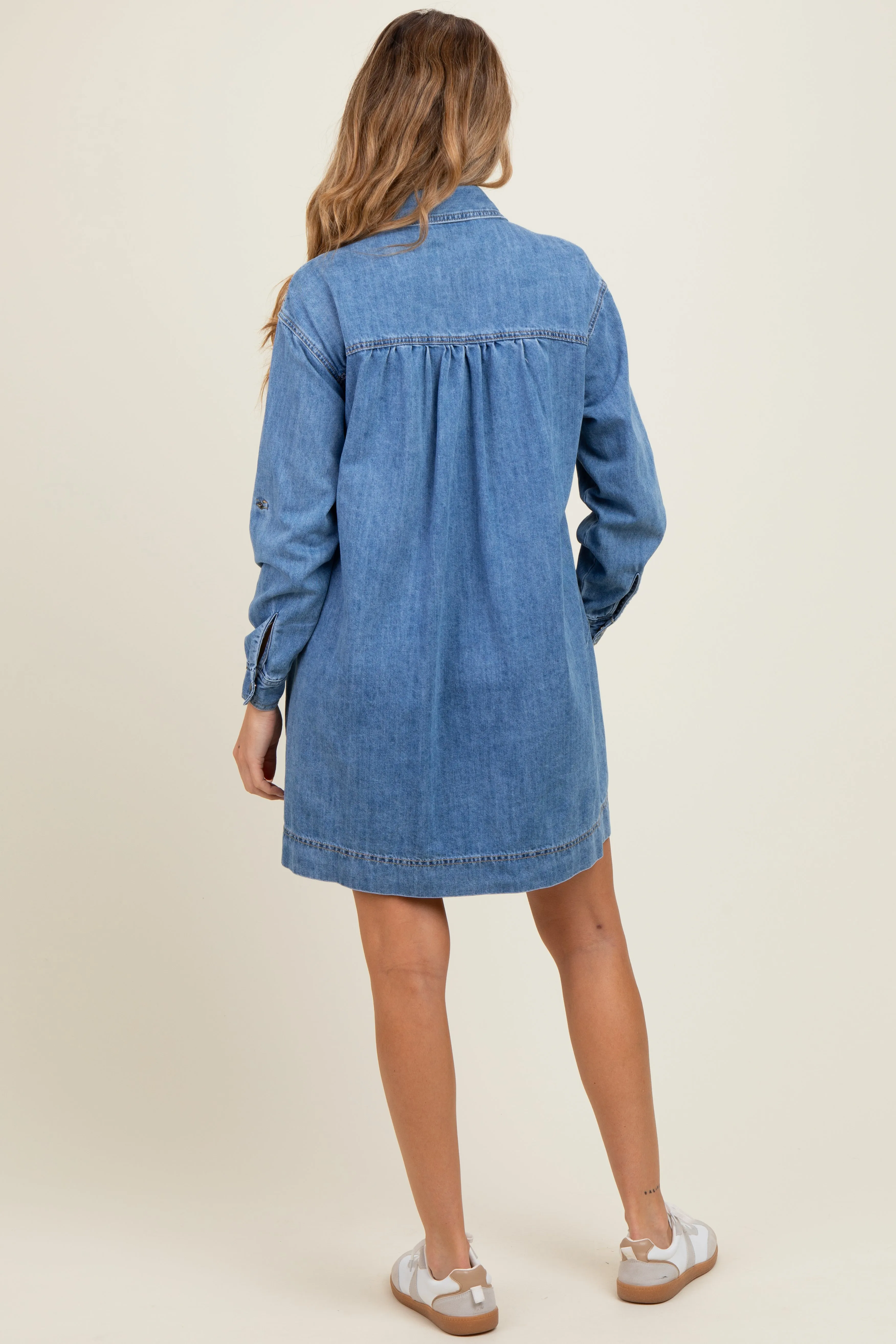Blue Denim Heart-Pocket Maternity Shirt Dress sold by Pinkblush product image thumbnail 3