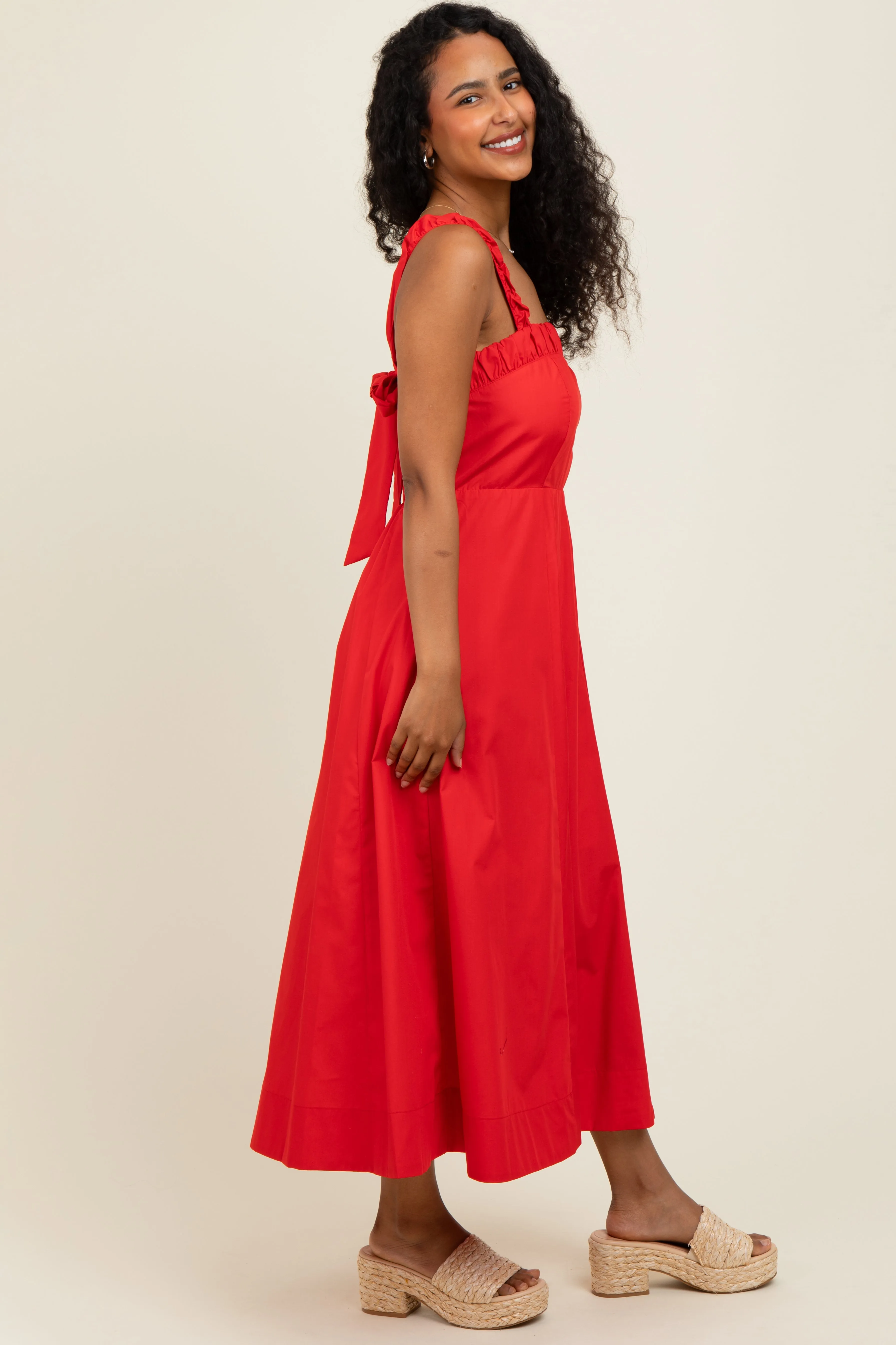 Red Back Bow Tie Detail Sleeveless Midi Dress sold by Pinkblush product image thumbnail 2