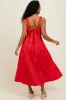 Red Back Bow Tie Detail Sleeveless Midi Dress sold by Pinkblush
