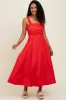 Red Back Bow Tie Detail Sleeveless Midi Dress sold by Pinkblush