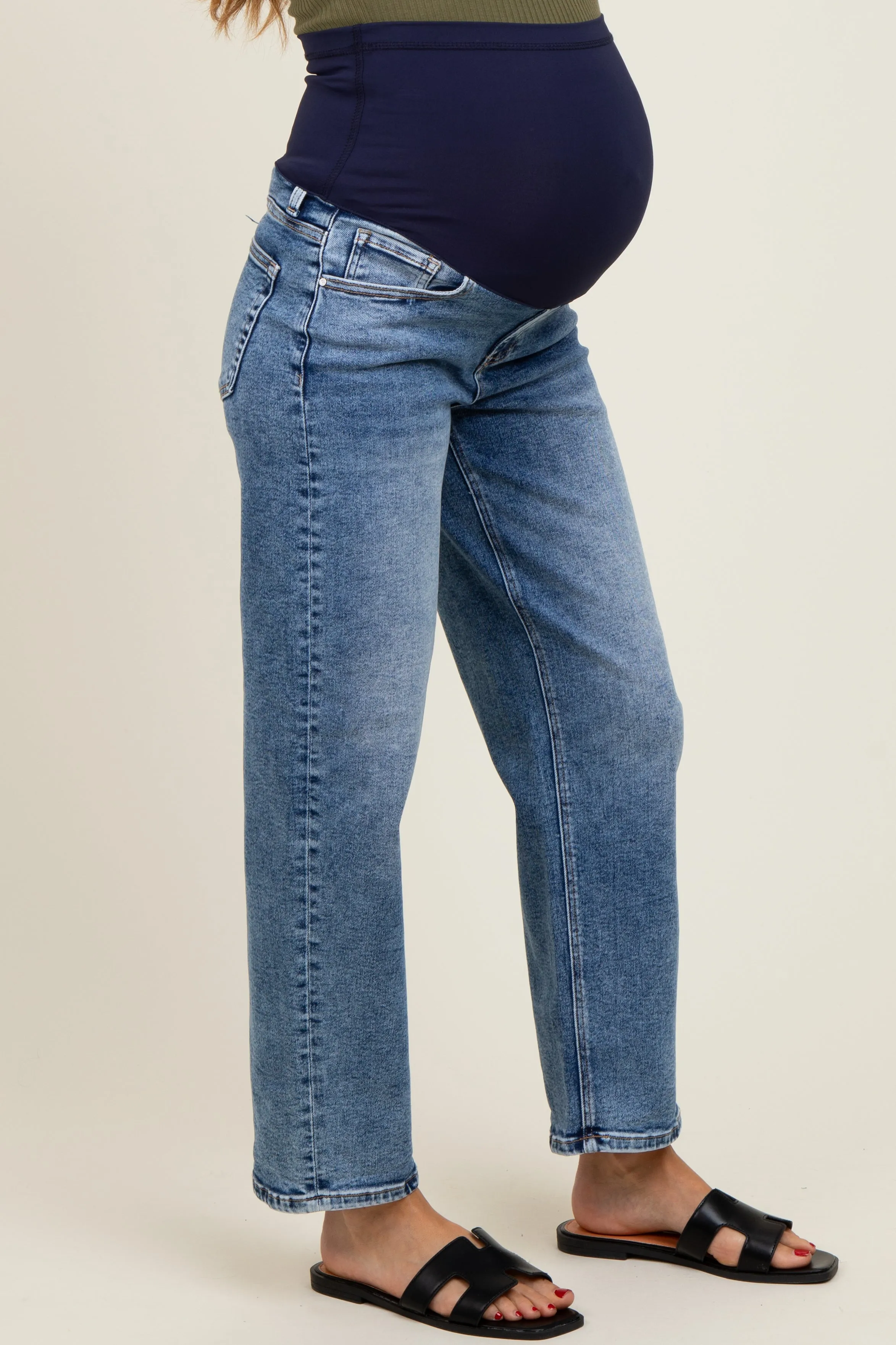 Blue Slim Ankle Barrel Leg Maternity Jeans sold by Pinkblush product image thumbnail 3