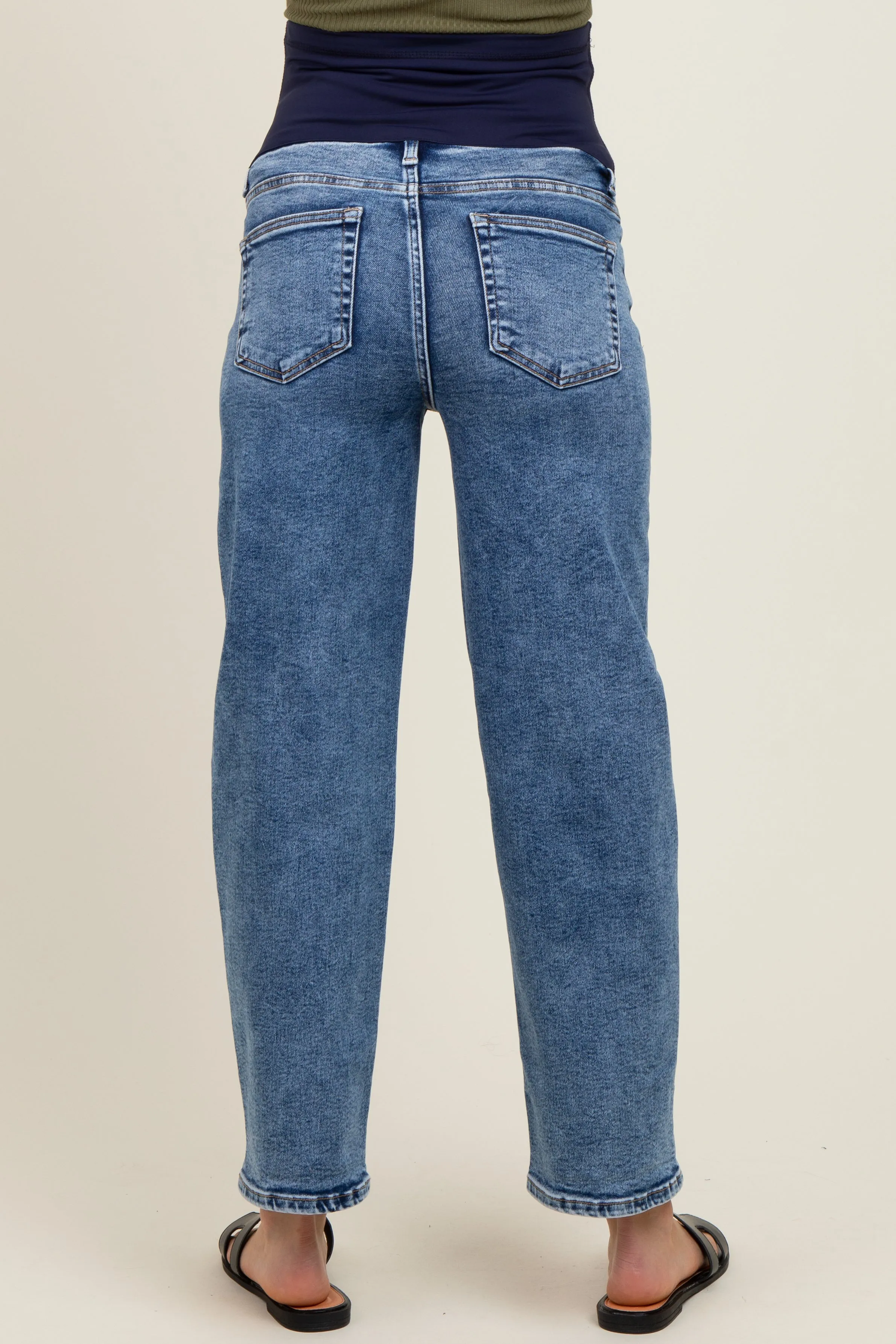 Blue Slim Ankle Barrel Leg Maternity Jeans sold by Pinkblush product image thumbnail 4