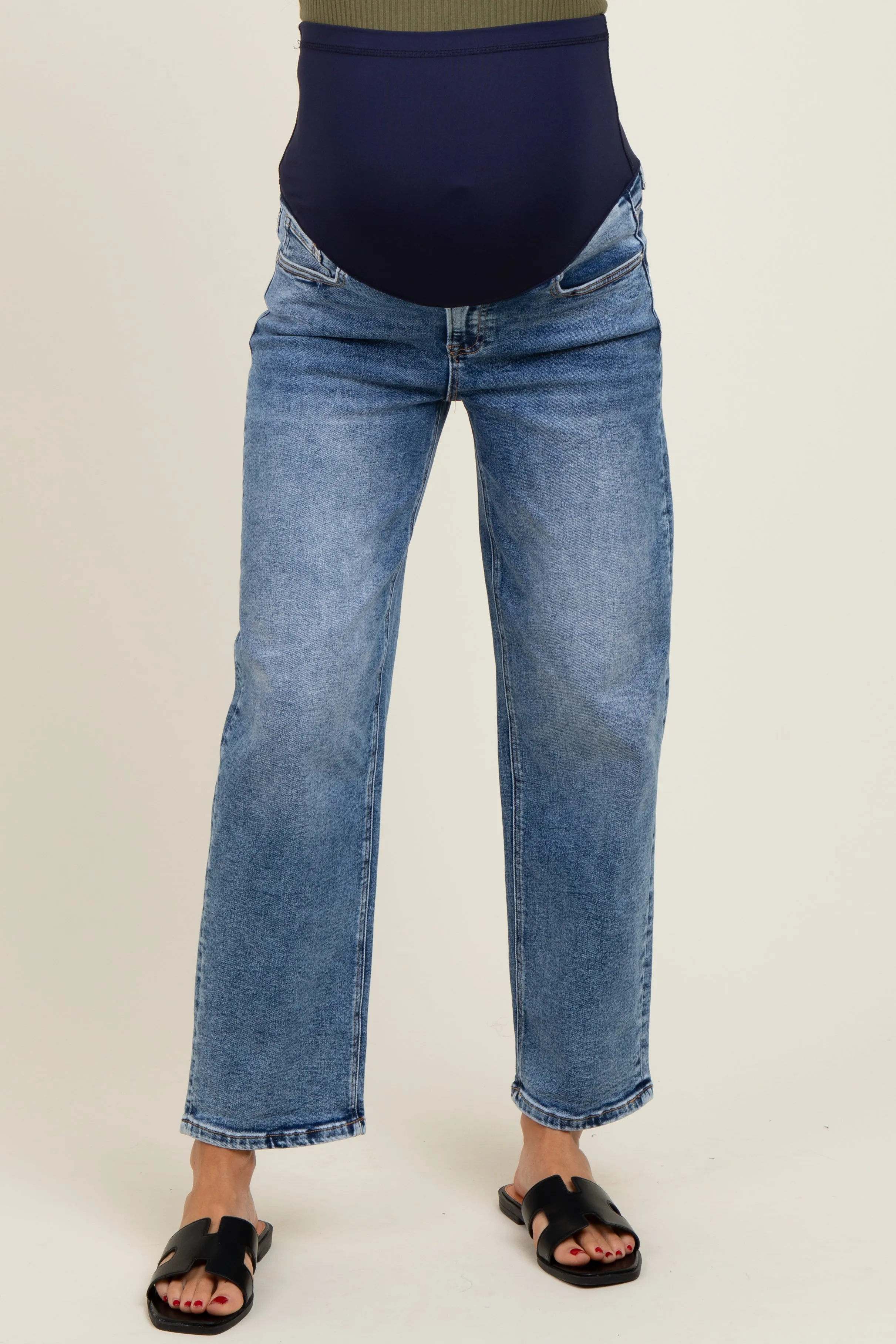 Blue Slim Ankle Barrel Leg Maternity Jeans sold by Pinkblush product image thumbnail 2