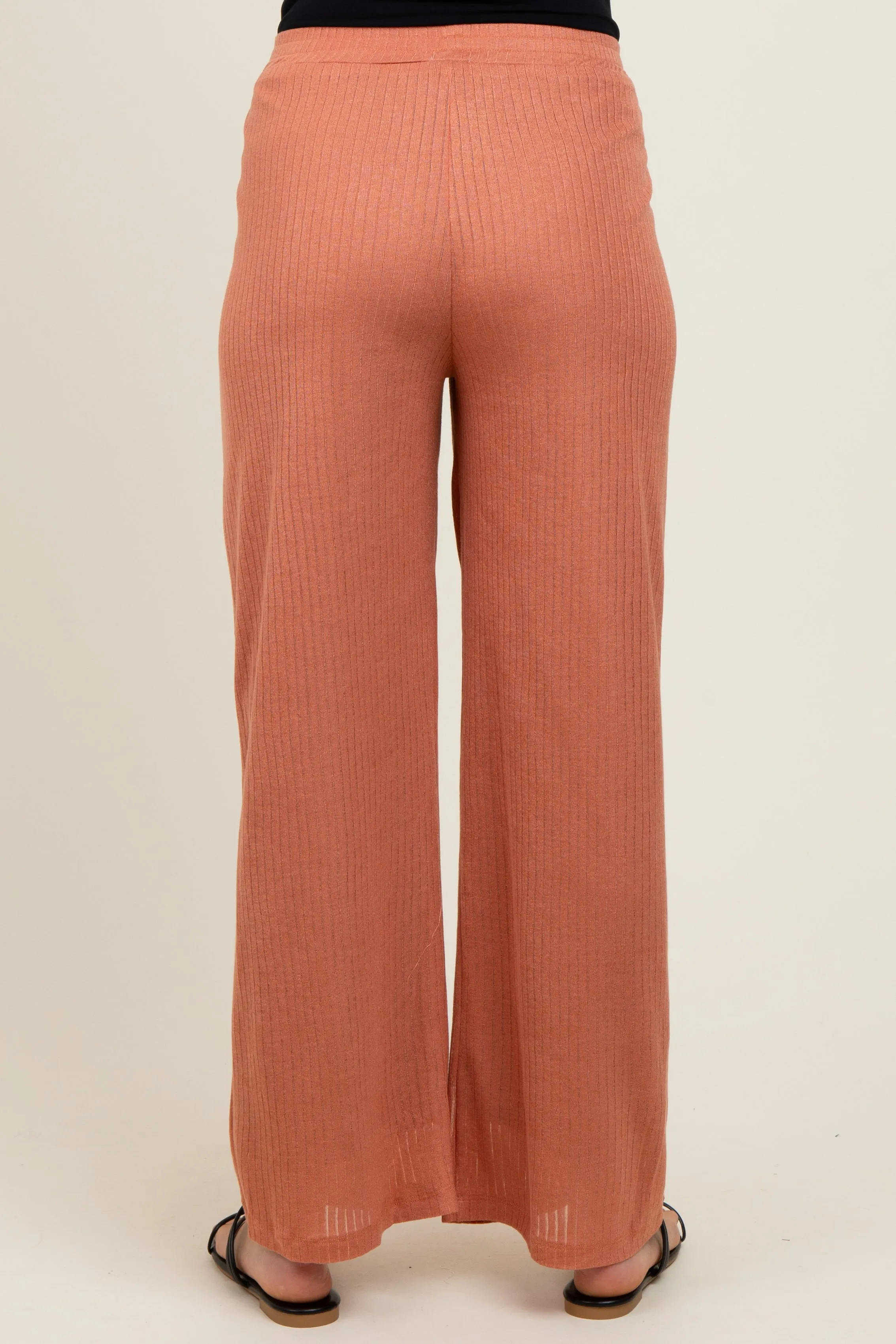 Rust Ribbed Side Pocket Maternity Lounge Pants sold by Pinkblush product image thumbnail 5