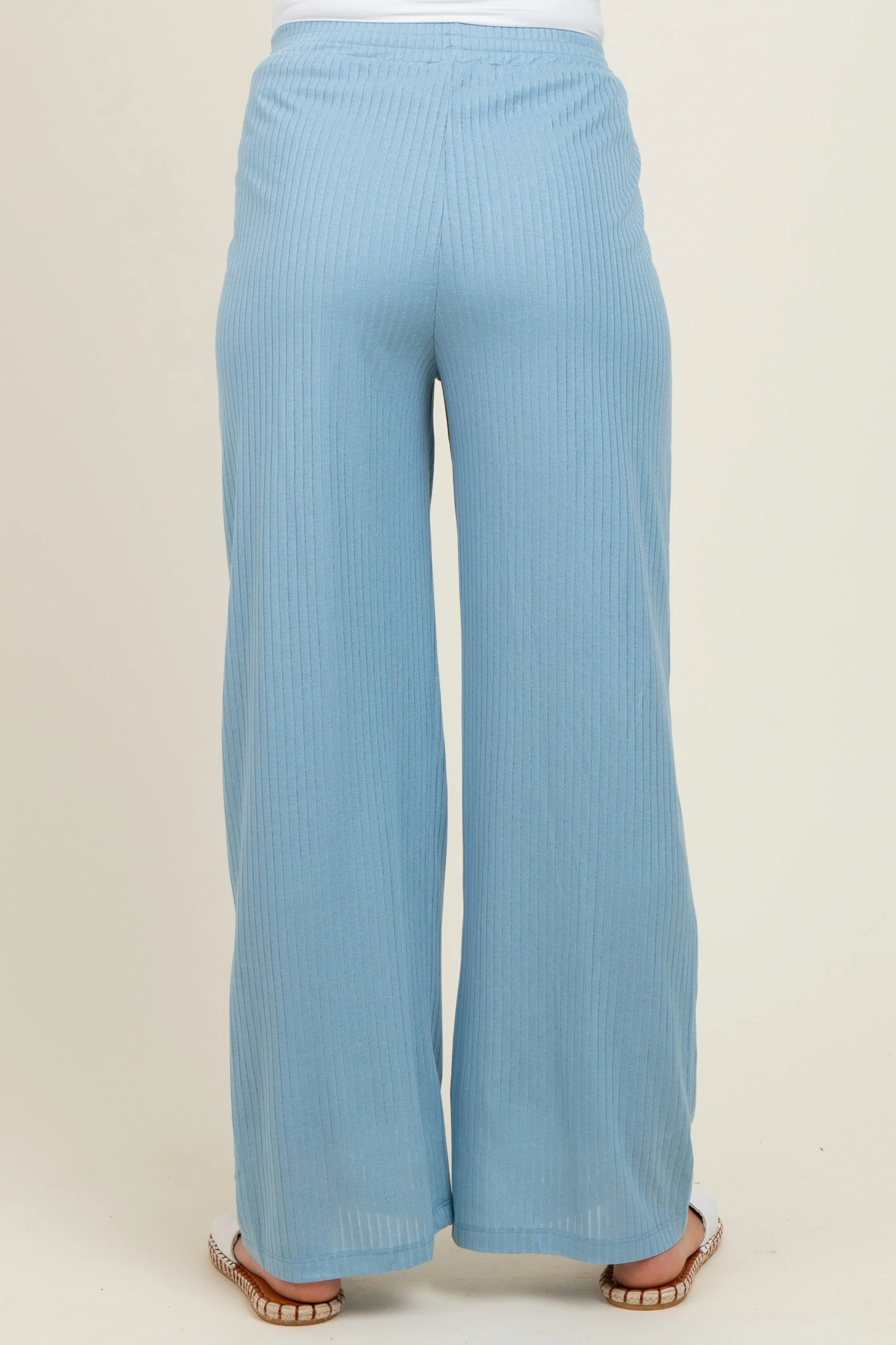 Light Blue Ribbed Side Pocket Maternity Lounge Pants sold by Pinkblush product image thumbnail 4
