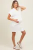 Ivory Textured Short Sleeve Button Down Maternity Shirt Dress sold by Pinkblush