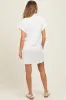 Ivory Textured Short Sleeve Button Down Maternity Shirt Dress sold by Pinkblush
