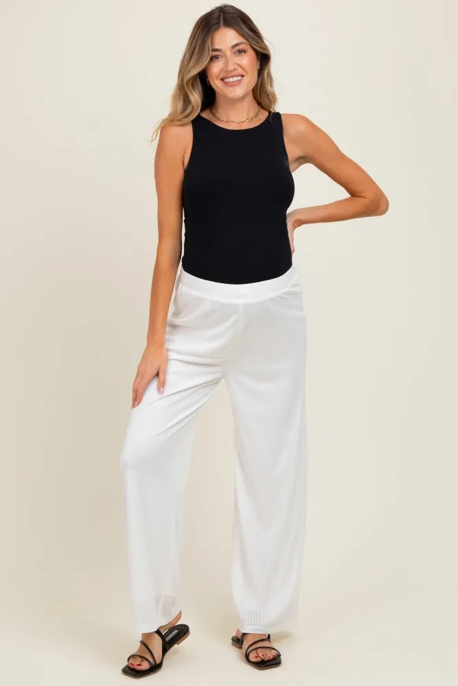 Ivory Ribbed Side Pocket Maternity Lounge Pants sold by Pinkblush