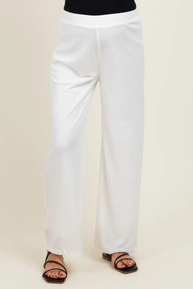 Ivory Ribbed Side Pocket Maternity Lounge Pants sold by Pinkblush product image thumbnail 3