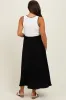 Black Contrast Knit Top Sleeveless Maternity Midi Dress sold by Pinkblush