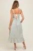 Mint Green Striped Cotton Sleeveless Maternity Dress sold by Pinkblush