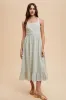 Mint Green Striped Cotton Sleeveless Maternity Dress sold by Pinkblush
