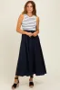 Ivory Contrast Striped Knit Sleeveless Maternity Midi Dress sold by Pinkblush