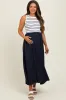 Ivory Contrast Striped Knit Sleeveless Maternity Midi Dress sold by Pinkblush