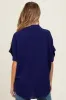 Navy Solid Collared Button-Up Maternity Top sold by Pinkblush