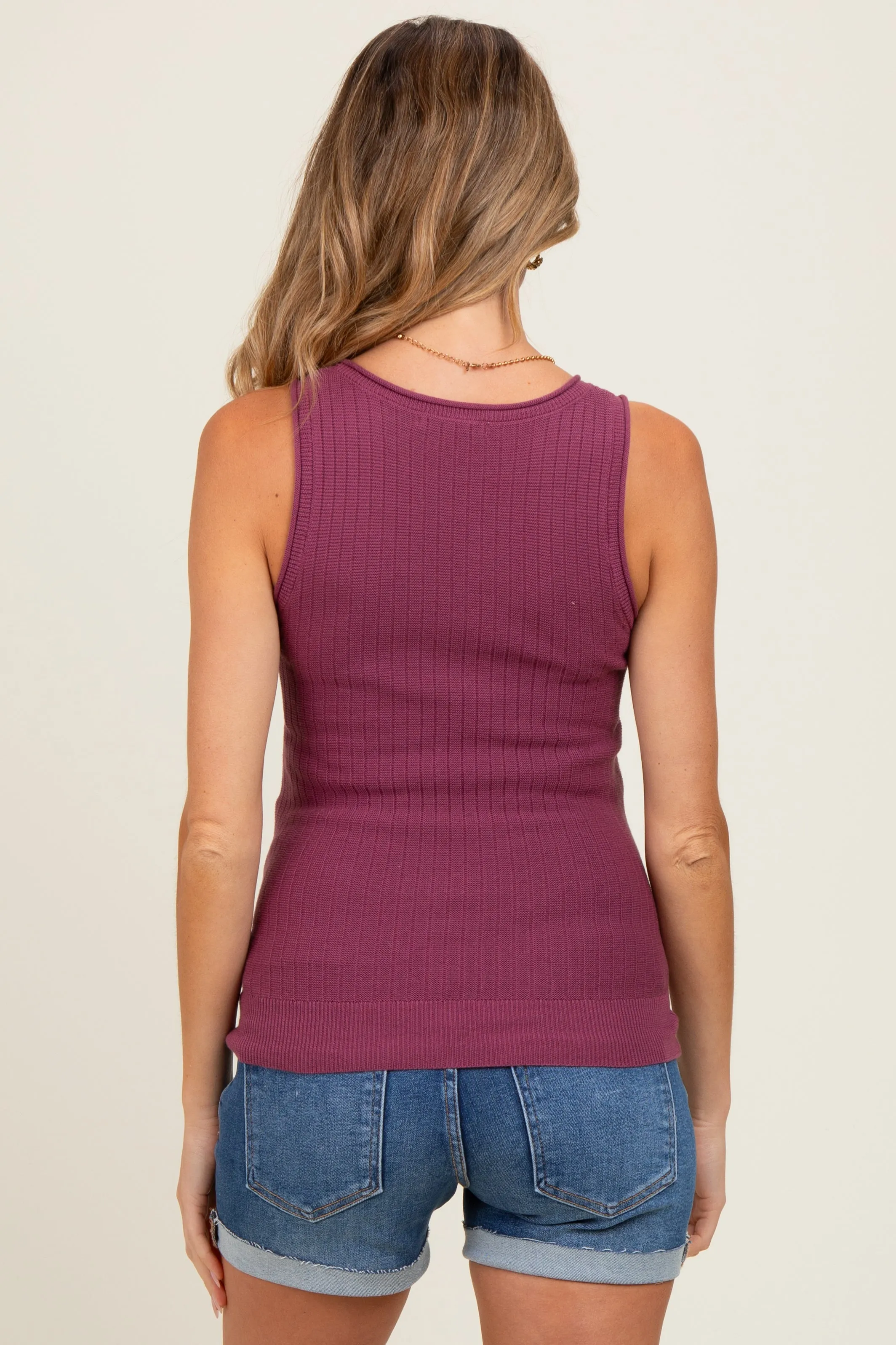 Plum Ribbed Knit Maternity Tank Top sold by Pinkblush product image thumbnail 4