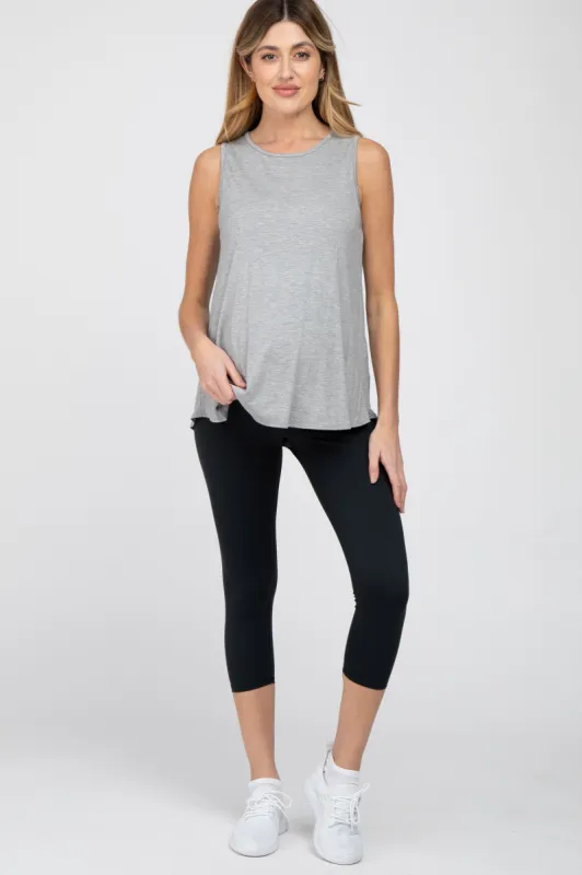 Black Basic Cropped Maternity Capri sold by Pinkblush
