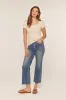 Cream Ribbed Square Neck T-Shirt sold by Pinkblush