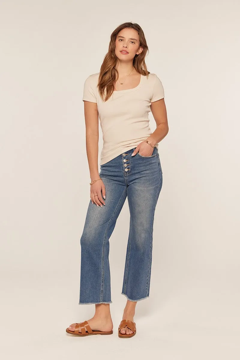 Cream Ribbed Square Neck T-Shirt sold by Pinkblush product image thumbnail 4