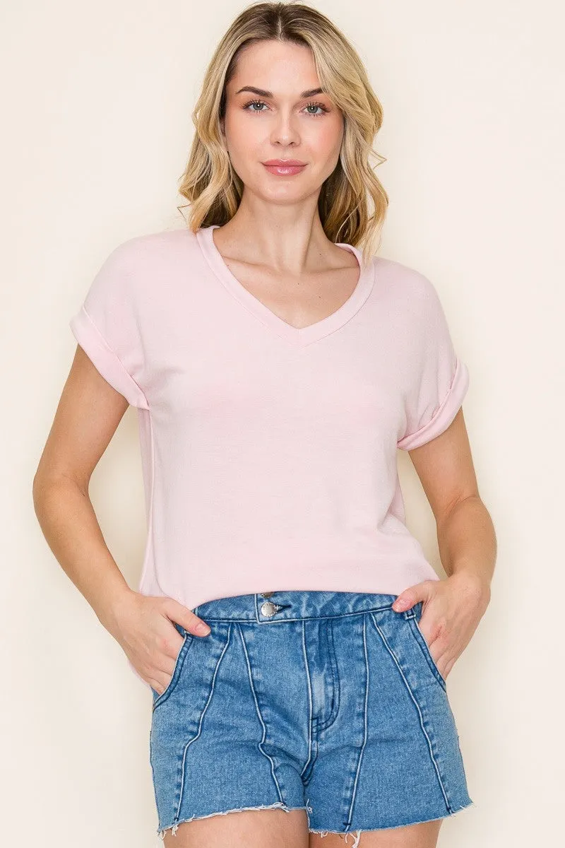 Light Pink Terry Short Sleeve Top sold by Pinkblush product image thumbnail 2