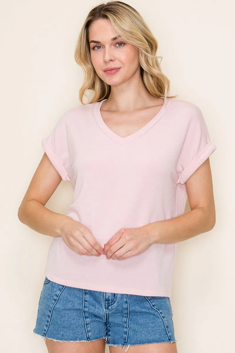 Light Pink Terry Short Sleeve Top sold by Pinkblush