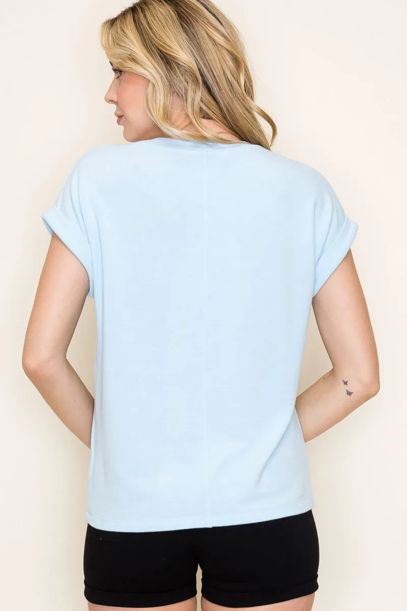Light Blue Terry Short Sleeve Top sold by Pinkblush product image thumbnail 4