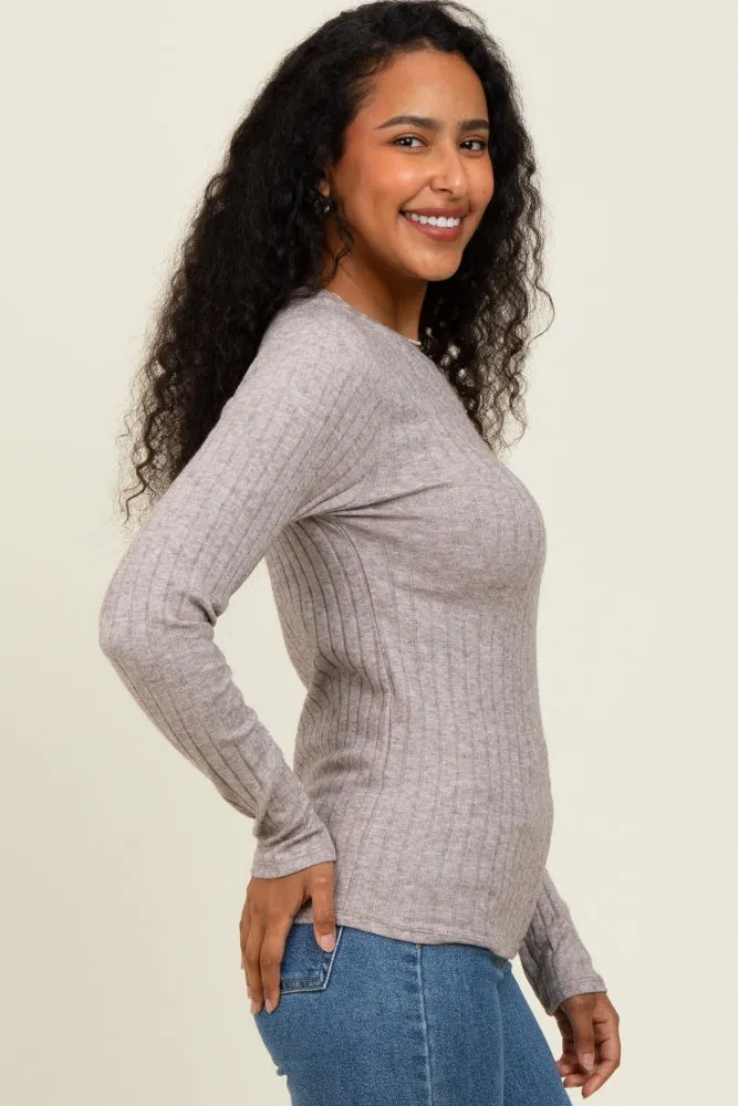 Mocha Ribbed Long Sleeve Top sold by Pinkblush product image thumbnail 3