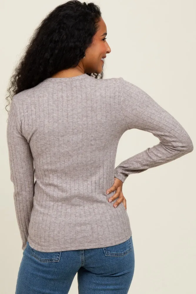 Mocha Ribbed Long Sleeve Top sold by Pinkblush product image thumbnail 4