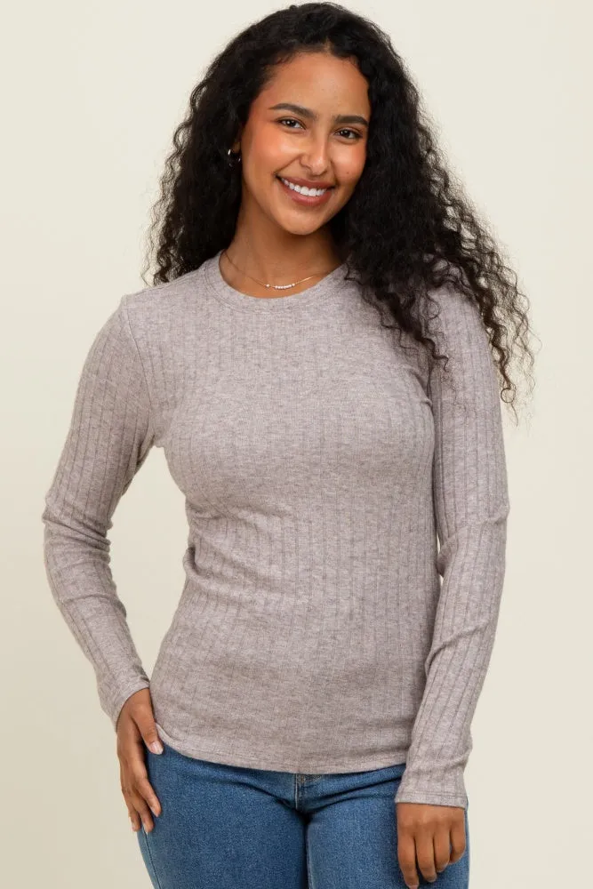 Mocha Ribbed Long Sleeve Top sold by Pinkblush product image thumbnail 2