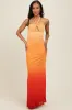 Peach Ombre Halter Neck Cutout Maxi Dress sold by Pinkblush