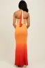 Peach Ombre Halter Neck Cutout Maxi Dress sold by Pinkblush