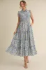 Blue Floral Print Frilled Pocketed Midi Dress sold by Pinkblush