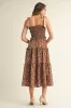 Brown Tie Shoulder Detail Floral Midi Dress sold by Pinkblush