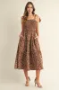 Brown Tie Shoulder Detail Floral Midi Dress sold by Pinkblush