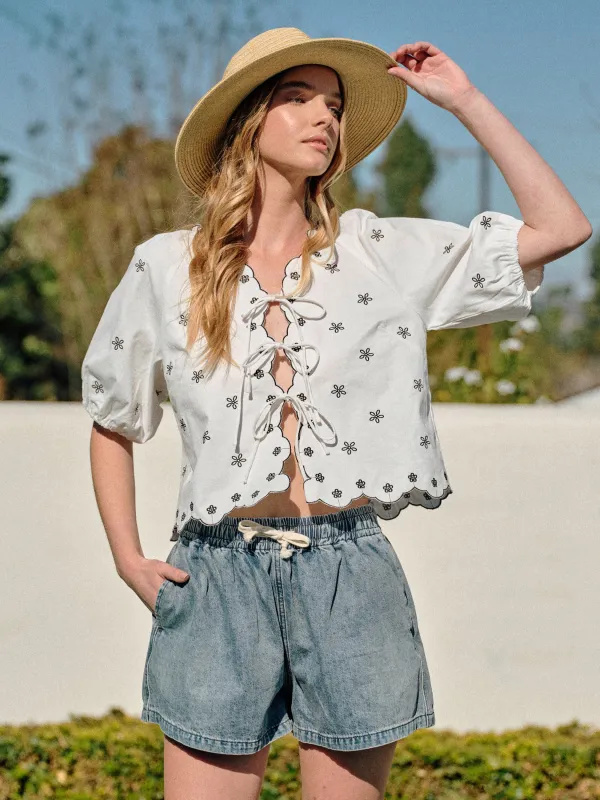 Blue Drawstring Denim Shorts sold by Pinkblush