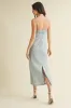 Blue Textured Plaid Drawstring Neck Midi Dress sold by Pinkblush