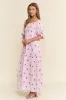 Lavender Floral Smocked Puff Sleeve Maxi Dress sold by Pinkblush