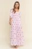 Lavender Floral Smocked Puff Sleeve Maxi Dress sold by Pinkblush