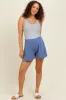 Blue Ribbed Maternity Lounge Shorts sold by Pinkblush
