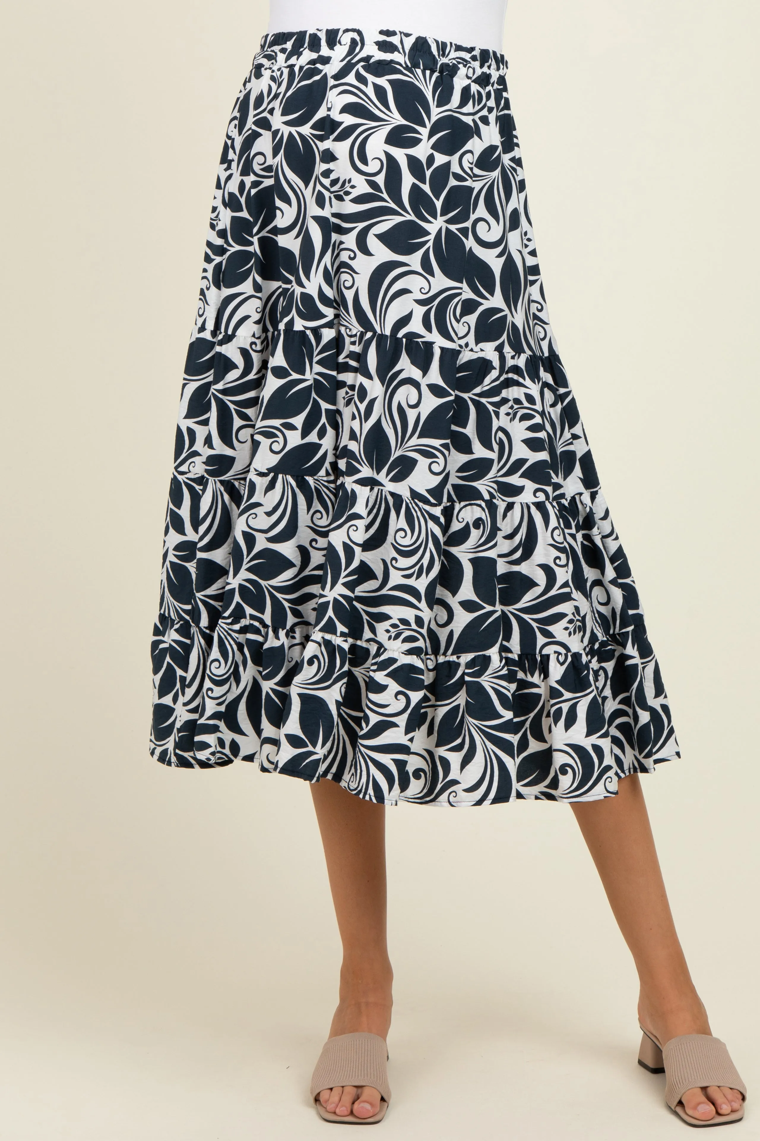 Charcoal Floral Tiered Maternity Maxi Skirt sold by Pinkblush product image thumbnail 3